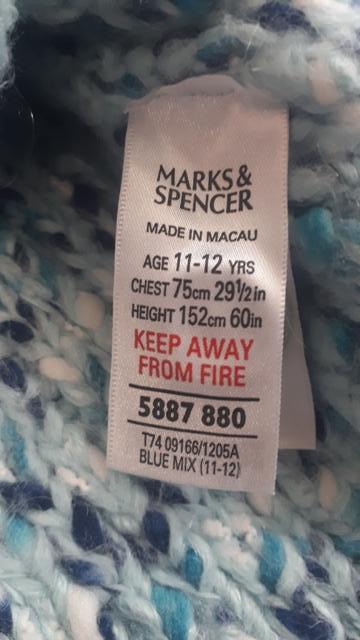 Hrubší modrý melírovaný svetrik, marks & spencer,152