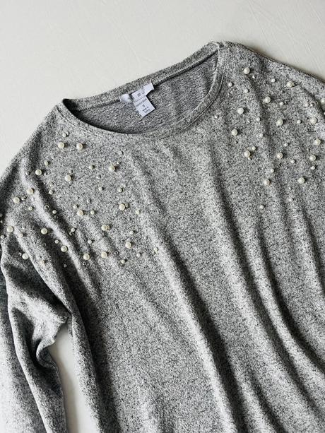 Amisu asymetrický pulover s perličkami vel.s-m, amisu,m