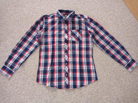 Kockovaná červená košeľa, fishbone,m