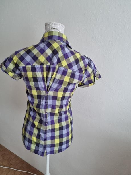 Fialovo-žltá káro blúzka authorithy veľ. s, authority,s