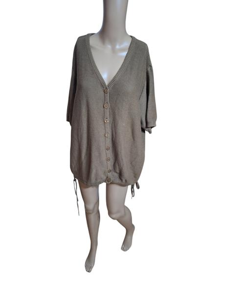 Dámsky svetrík na zapínanie s krátkymi rukávmi, 48