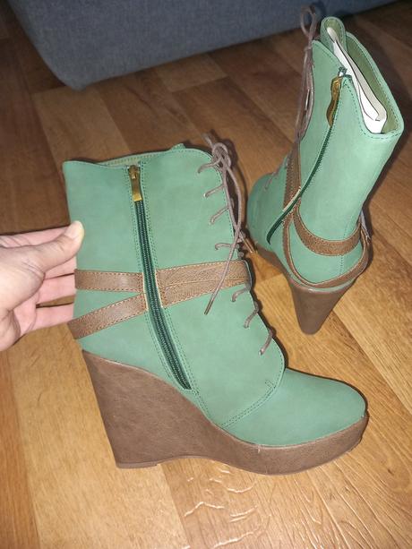 Zelené topánky na platforme 38cky, 38