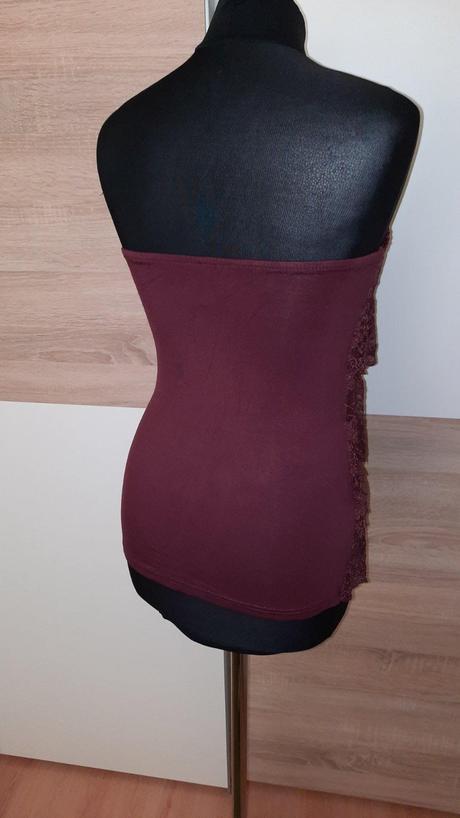 Štýlový bordový dámsky top s čipkou, amisu,xs