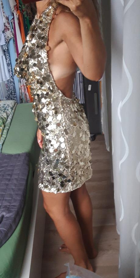 Zlaté disco šaty flitrovane, m