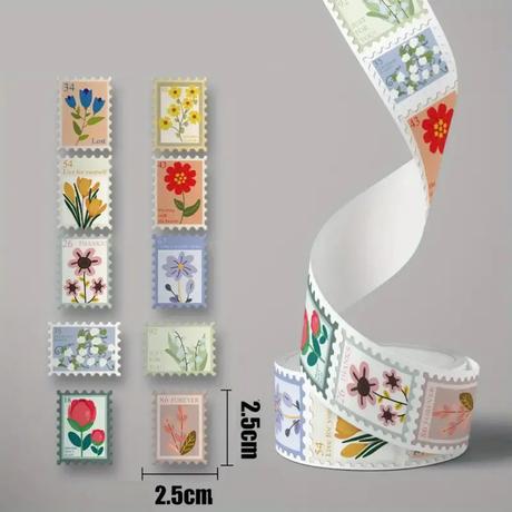 Samolepky poštové známky s kvetmi 20ks, 