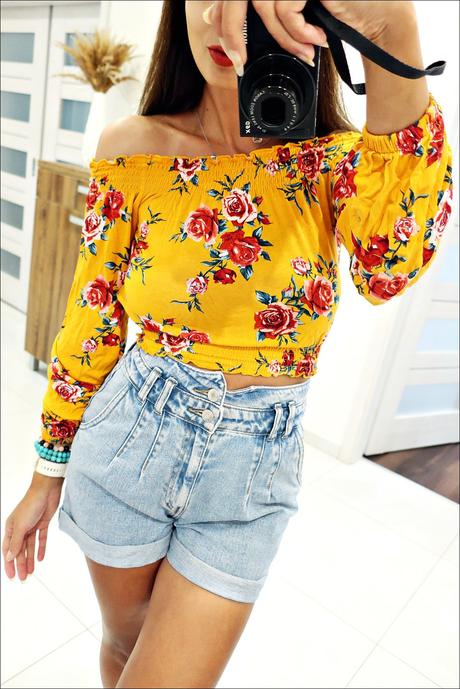 Kvetinový crop top, h&m,xs