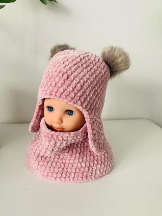 Detská čiapka a nákrčník, 62 / 68 / 74 / 80