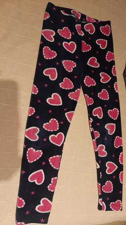 Teple leginy flisove 110/116 vzorovane srdiecka, 110