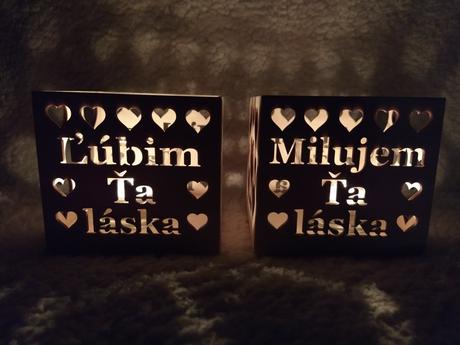 Drevený svietnik ľúbim ťa, 