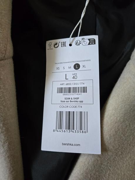 Bershka zimny kabat, bershka,l