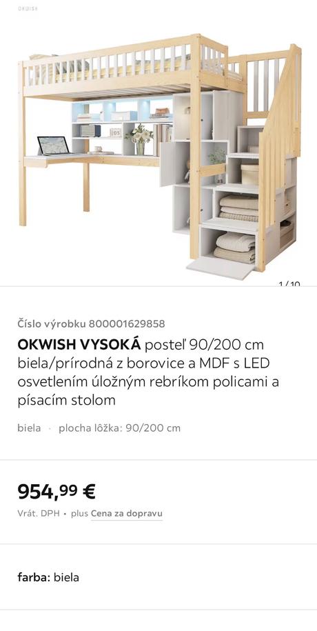 Poschodova postel so stolikom, šírka (cm): 90,dĺžka (cm): 200