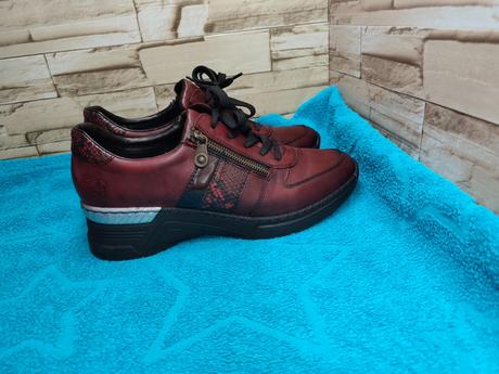 Rieker 42 - dámske kožené bordové topánky, rieker,42