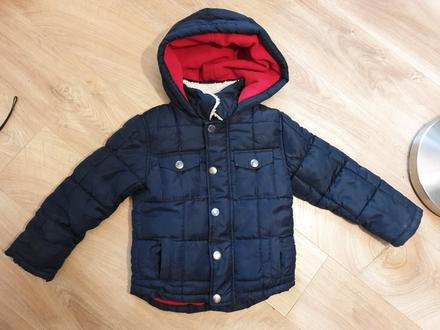 Tmavomodra zimna bunda s kapucnou 98/104, 98