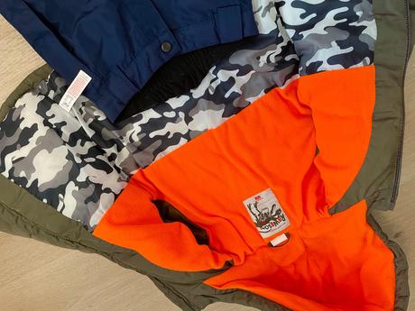 Zimna bunda a oteplovaky 122/128, tesco,122