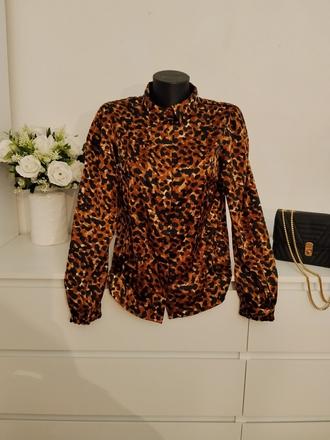 Saténová leopardia blúzka pieces - animal print, s