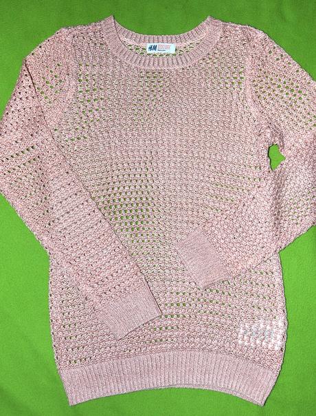 Dierkovaný sveter - krásny, staroružový, h&m,146