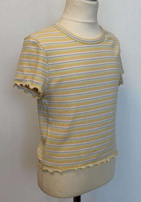 H&m pásikavé žobrované tričko/crop top, h&m,158