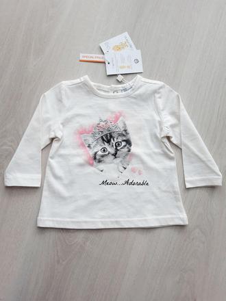 Dievčenské tričko dlhý rukáv s mačičkou (62), fagottino,62