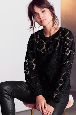 Čierny vzorovaný sveter, next,38 / m