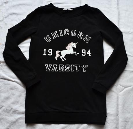 Čierna mikina unicorn v 158/164, h&m,158