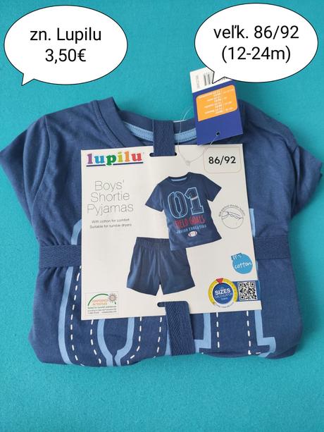Nové zabalené krátke 2-dielne pyžamko, lupilu,86