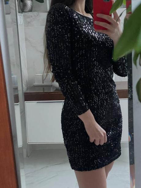 Zara čierne flitrované zamatové šaty, zara,xs