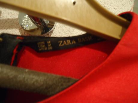 Saténový červený peplum top, zara,m