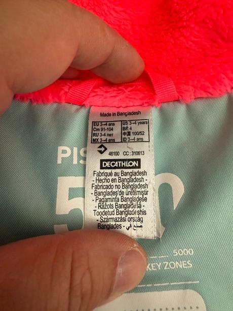 Detská lyžiarska bunda 500 pull'n fit nepremokavá, wedze,98