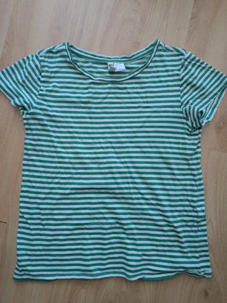 Zelené pásikové tričko h&m s/xs, h&m,xs