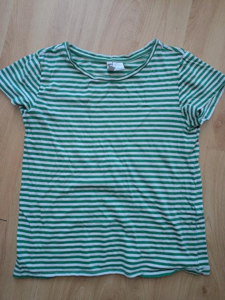 Zelené pásikové tričko h&m s/xs, h&m,xs
