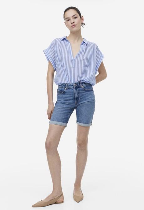 Šortky slim regular denim, h&m,34
