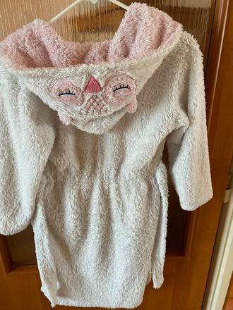 Chlpatkový  sovičkový župan f&f s kapuckou v. 128, f&f,128