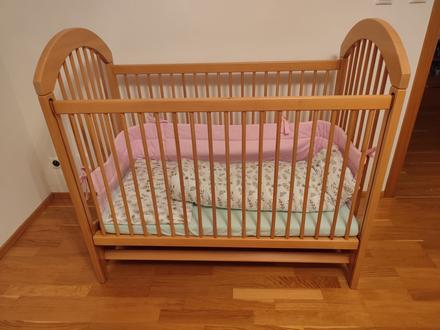 Detská postieľka z masívu, šírka (cm): 60,dĺžka (cm): 120