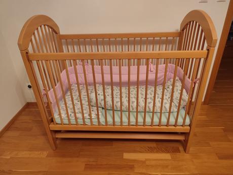 Detská postieľka z masívu, šírka (cm): 60,dĺžka (cm): 120