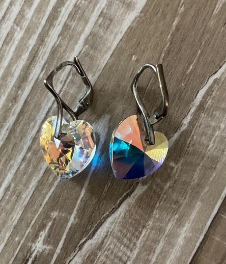 Náušnice srdiečka swarovski striebro, swarovski