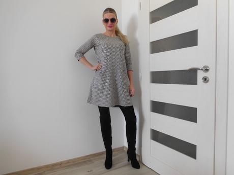 Šaty úpletové jemné kocky, s/m, s