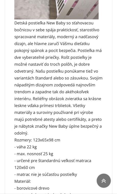 Detská postieľka new baby so sťahovacou bočnicou a, šírka (cm): 65,dĺžka (cm): 120