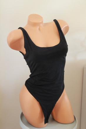 Čierny body top s výstrihom na chrbte, s, s