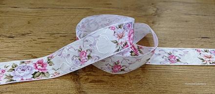 Ozdobná stuha 40 mm - kvety vintage, 
