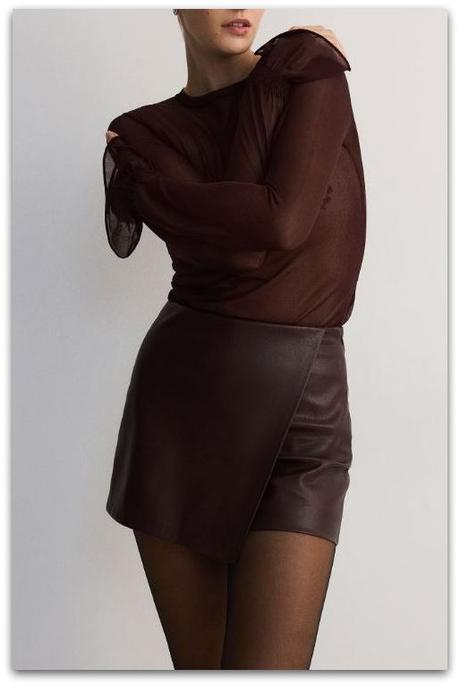 Šortky so sukňou z umelej kože reserved, reserved,l