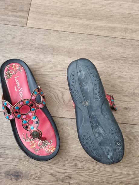 Červené kožené talianske žabky 37, 37