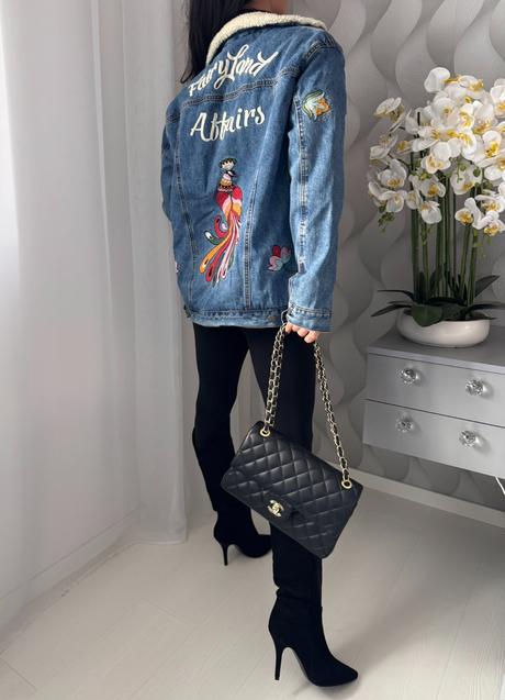 Pull&bear - vyšívaná džínsová bunda, pull&bear,s