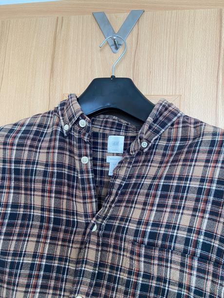 Pánska hnedá károvaná košeľa h&m, h&m,l