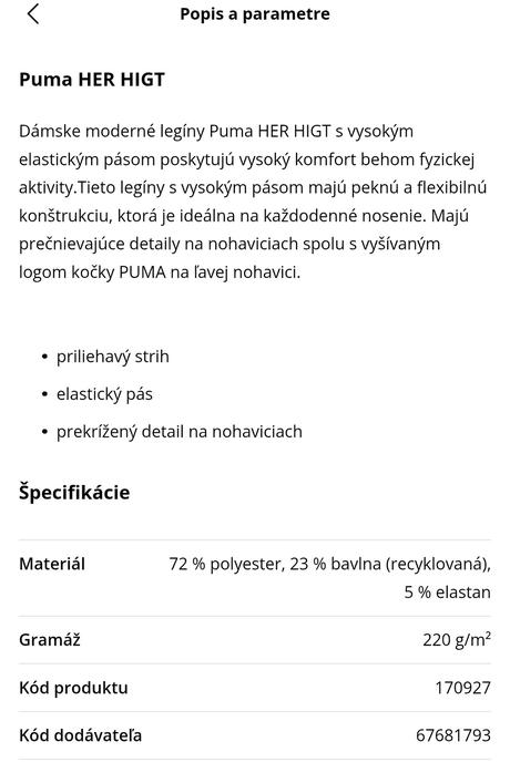 Puma bavlnené legíny s vysokým pásom m-l, puma,l