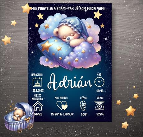 Rodný list- oznámenie o narodení- chlapec,