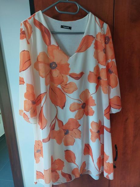 Letné šaty. oranžové kvety s-m a pripadne aj sako, m