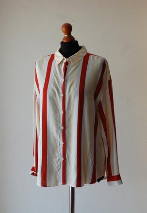 Štýlová oversize košeľa s červenými pruhmi, yessica,m