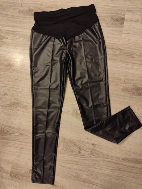 Nové tehotenské koženkové legíny, s