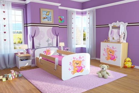 Detská posteľ so zábranou - medvedík-160x80, šírka (cm): 80,dĺžka (cm): 160