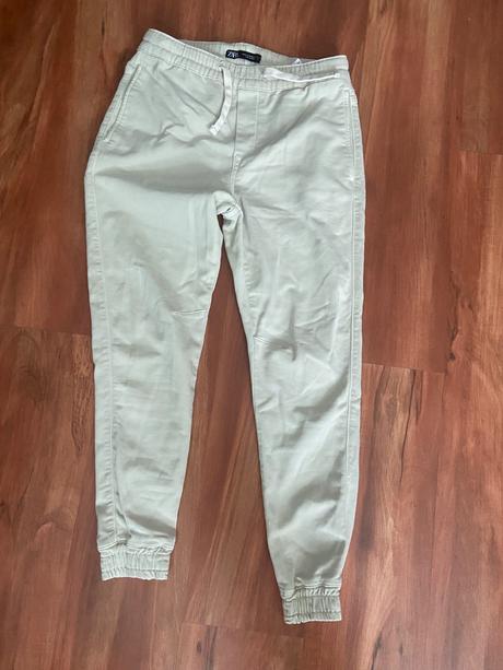 Zara teplakove nohavice krémové, zara,m